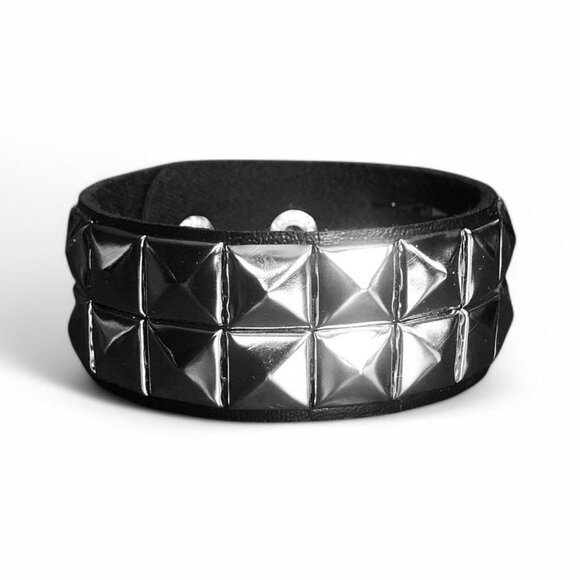 Double Row Pyramid Spike Cuff - Picture 1 of 3